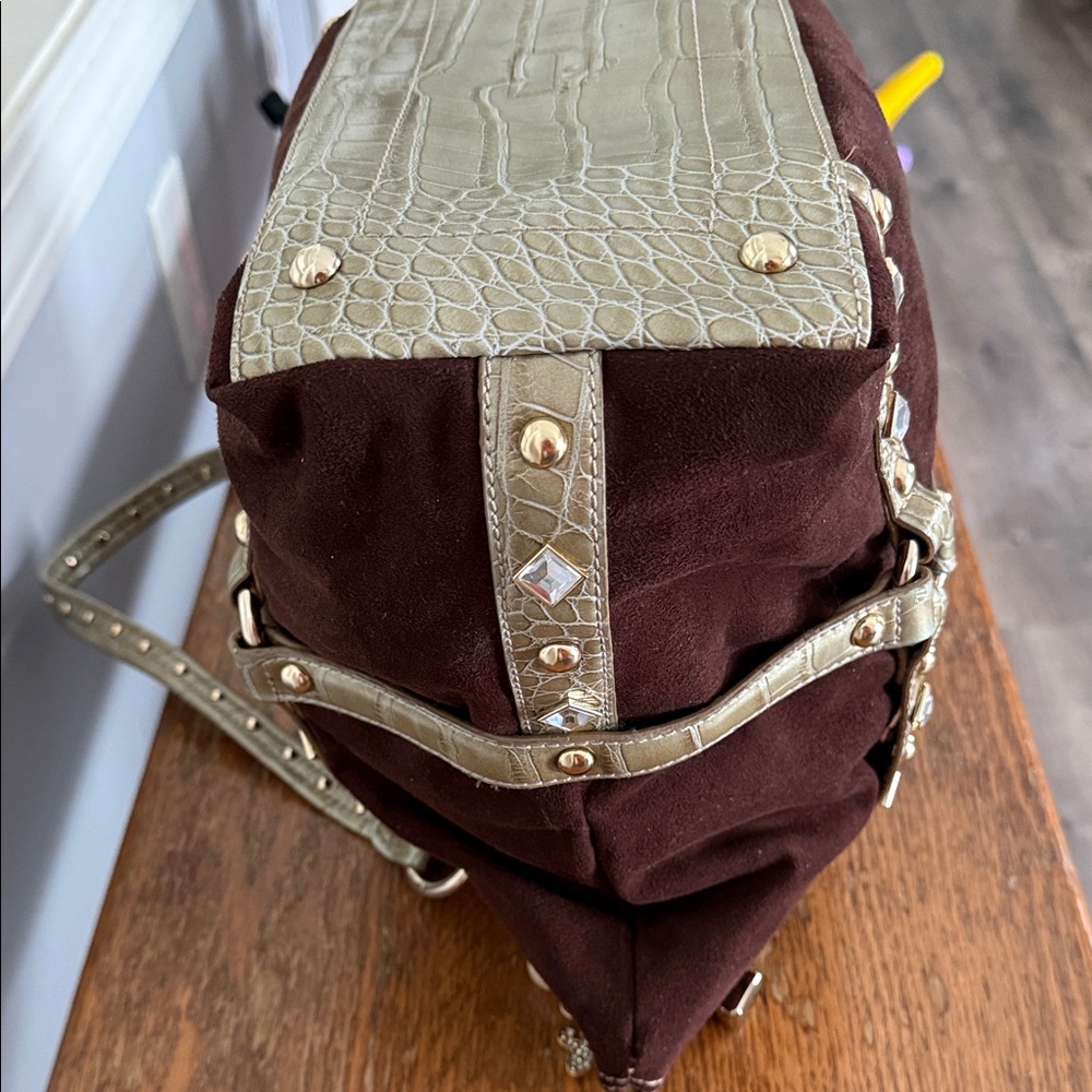 Kathy Van Zeeland Brown Bronze Embellished Shoulder Tote with Charms! - Picture 9 of 15